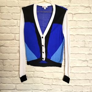 Peter Pilotto color block cardigan sweater with net size medium blue black white